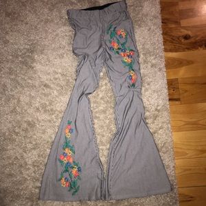 Super flare elastic flower pants